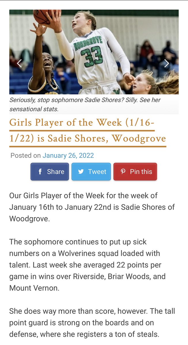 Congratulations <a href="/ShoresSadie/">Sadie Shores</a>   <a href="/novahoopsCom/">Novahoops.com</a> Player of the Week