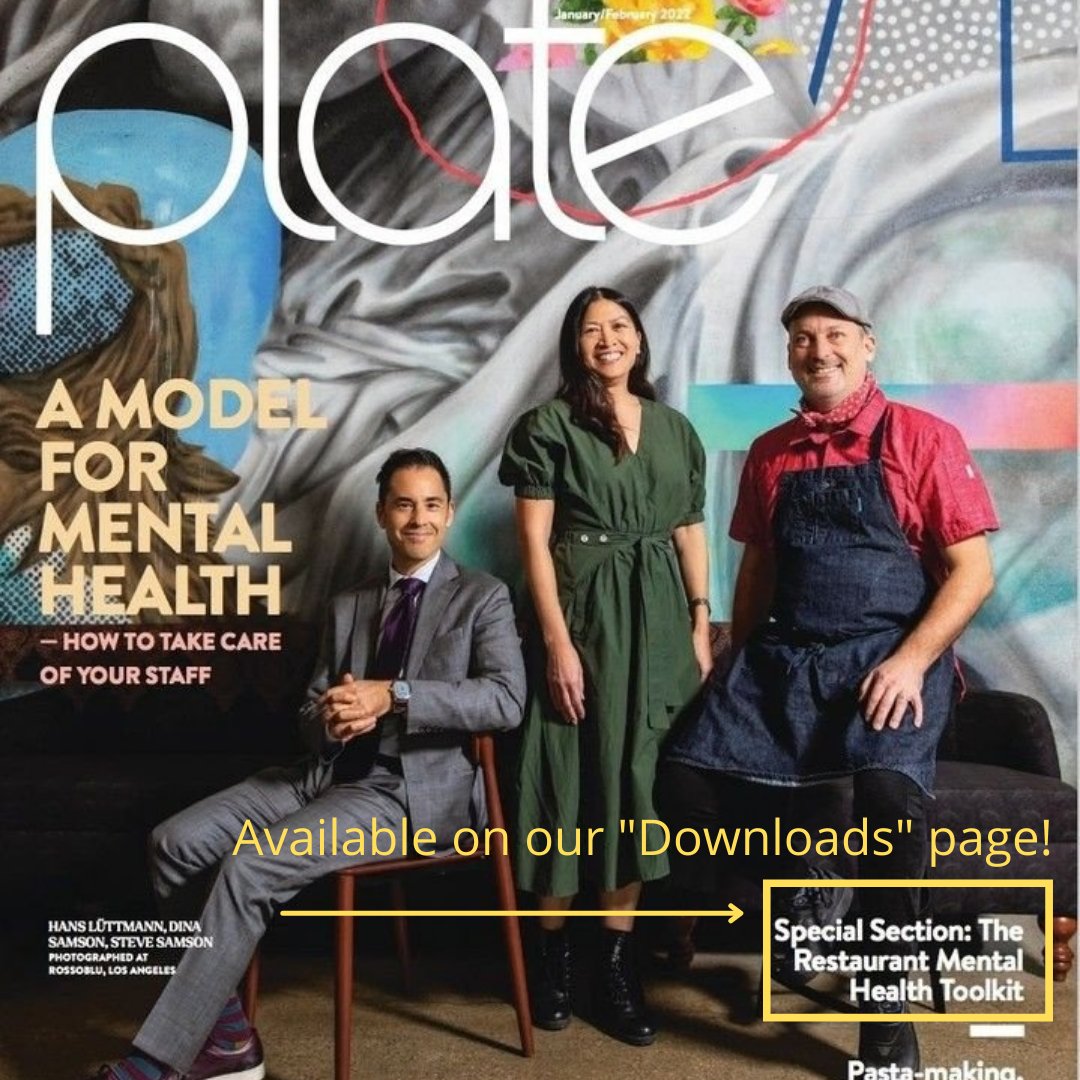 Plate Magazine's new issue is all about making mental health a priority in our industry.  

Head to the Downloads section of our website for the Restaurant Mental Health Toolkit!  restaurantafterhours.org/downloads.html

To read the full issue for free, visit plateonline.com