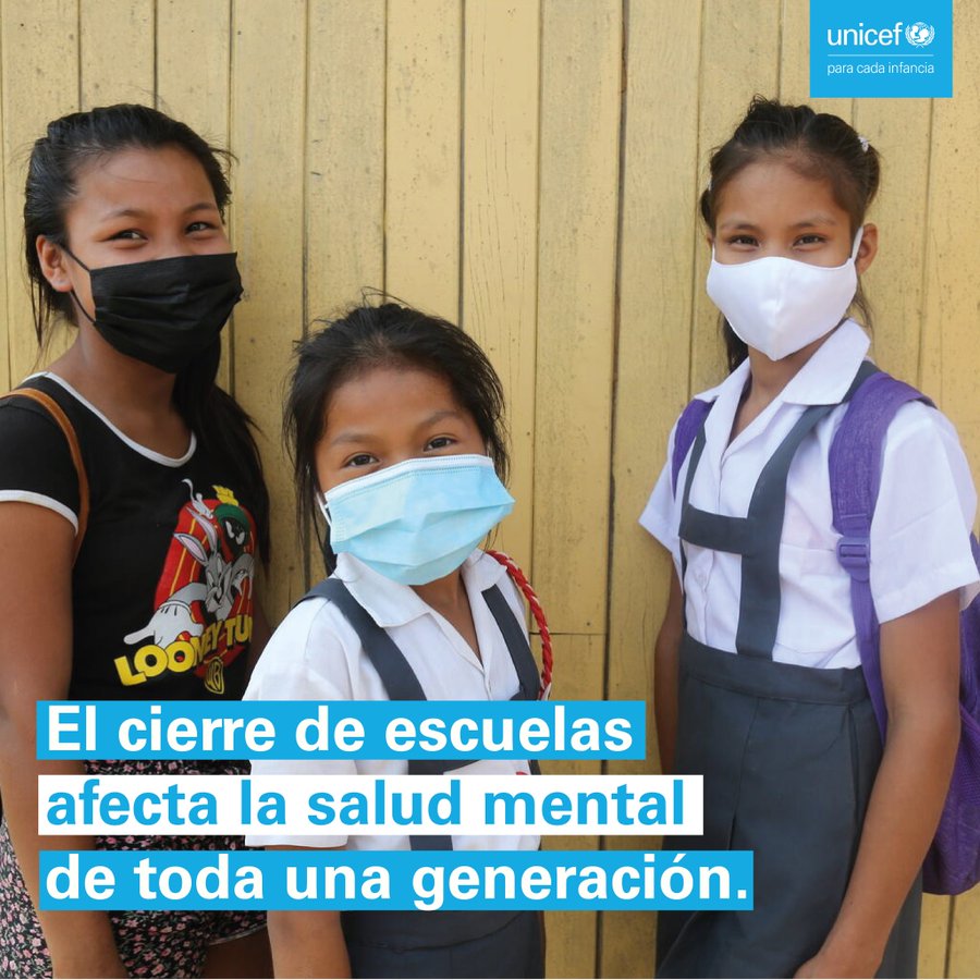 unicefenespanol's tweet photo. ⚠️ El cierre de las escuelas debido a la #COVID19 afecta la salud mental de toda una generación.  

No permitamos que esto continúe.

@UNICEFperu https://t.co/NyNwxHSrOW