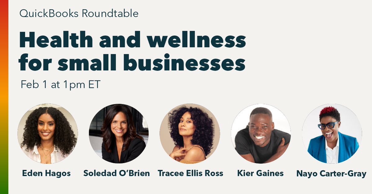 On Feb 1, I’ll be talking with <a href="/TraceeEllisRoss/">Tracee Ellis Ross</a> and a panel of experts about the importance of health and wellness for small businesses as part of the <a href="/QuickBooks/">Intuit QuickBooks</a> Roundtable series. Register today: intuit.me/BHM_SO #SmallBizSuccess #BlackHistoryMonth
