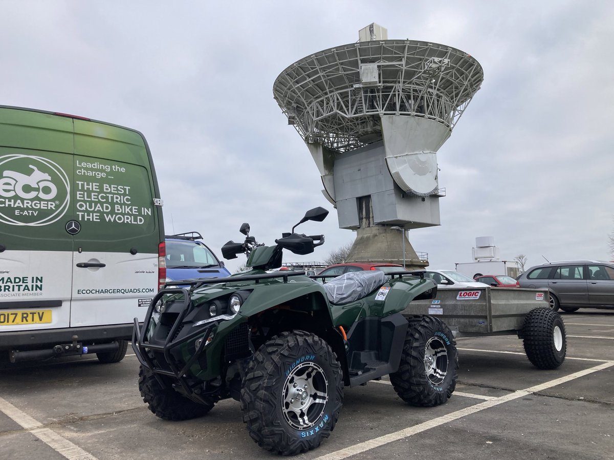 OffRoadElectric's tweet photo. Another all-electric @EcoQuads in the wild, this time to maintain the grounds and help monitor the wild weather at the amazing Chilbolton Observatory! #electricquadbike #offroadelectric #zeroemission #ElectricVehicles #hampshire https://t.co/Bz1GlzI1X8