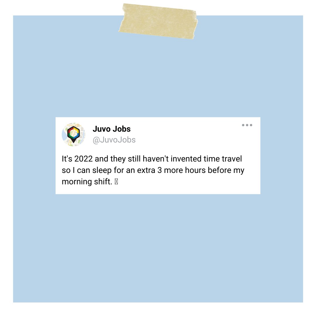 JuvoJobs's tweet photo. I mean... come on! Until this happens (and if you're not a morning person) you might want to find something new. Download Juvo to see jobs available in your area- Link in bio. https://t.co/Bj934r7gbs