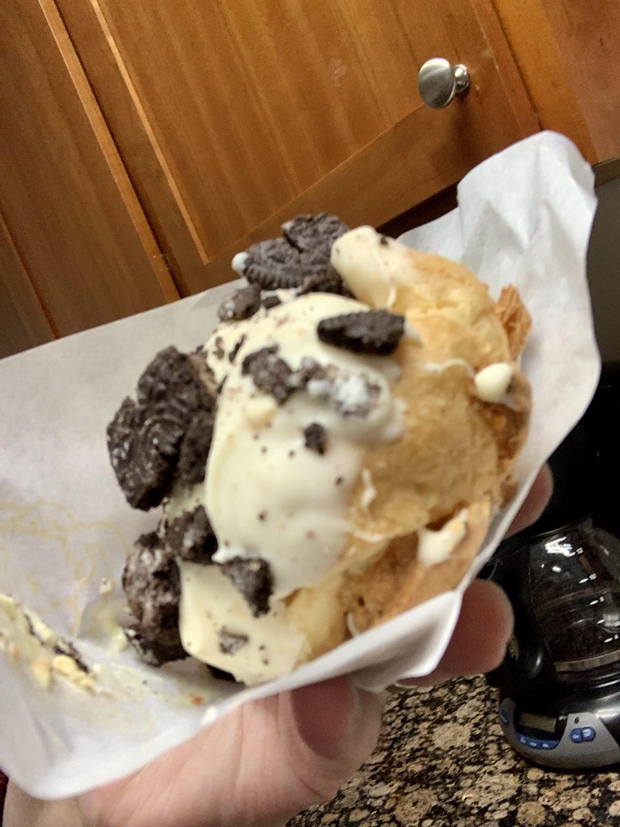 1017kkiq's tweet photo. Big thank you to the folks at "Visit Concord"!  They drove to KKIQ to bring us some yummy treats 😋  Comfort Food Week is going on through Monday. I LOVE the eclairs and cookie dough too!! (scarf, scarf!) 
 --Mark Davis 😃
#VisitConcord #ComfortFoodWeek #OutTheDough https://t.co/n6uK4XBGfp