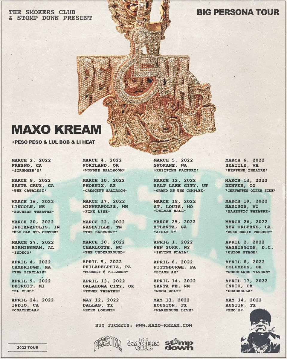 MAXOKREAM's tweet photo. It’s about that time tickets on sale Friday c yall soon https://t.co/jTPc6ADl4o