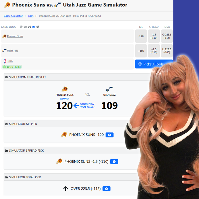 Hey guys make sure you check out the CapperTek Game Simulation for the Suns @ Jazz NBA matchup tonight<a href="/tag/freepicks"class="tags"><span>#freepicks</span></a><a href="/tag/cashingtickets"class="tags"><span>#cashingtickets</span></a>