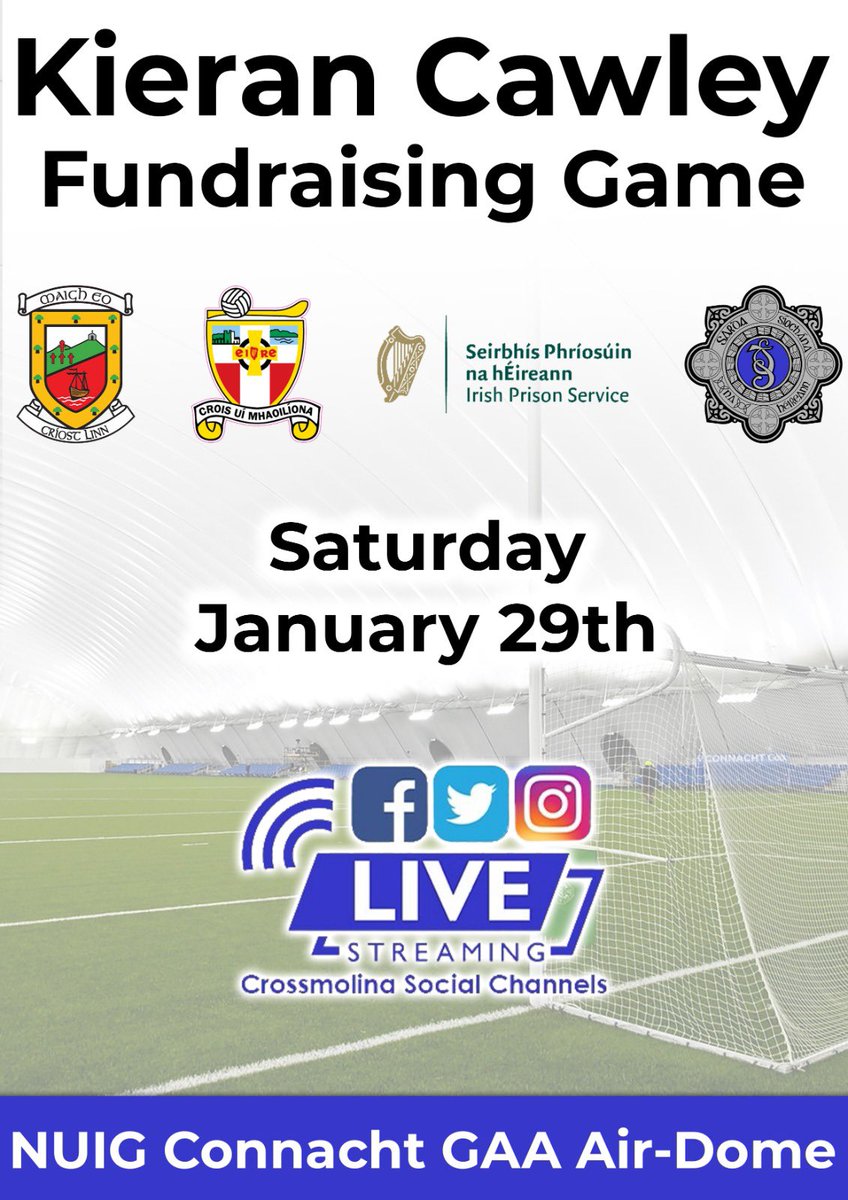 MayoGAA's tweet photo. On Saturday evening, some familiar faces will take to the pitch in support of Kieran Cawley who was diagnosed with a rare form of cancer. 
 
Check out the team sheets below⬇️

All support is greatly appreciated for Kieran. Please donate if you can:

https://t.co/gIbdKbEDwP https://t.co/tJPvE7wL9I
