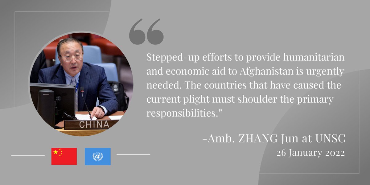 ChinaAmbUN19_24's tweet photo. Stepped-up efforts to provide humanitarian and economic aid to Afghanistan is urgently needed. The countries that have caused the current plight must shoulder the primary responsibilities. https://t.co/vOcMmbjRx8
