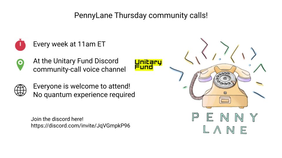 PennyLaneAI's tweet photo. Tomorrow at our community call we will learn about the parameter-shift rule 📏 

This and other PennyLane basics can help you prepare for #QHack2022

Meet us at the Unitary Fund Discord
https://t.co/MgbWdSFz0B

Add the calls to your Google calendar
https://t.co/mXPvMQ7nPK https://t.co/AFQtxWKDKV