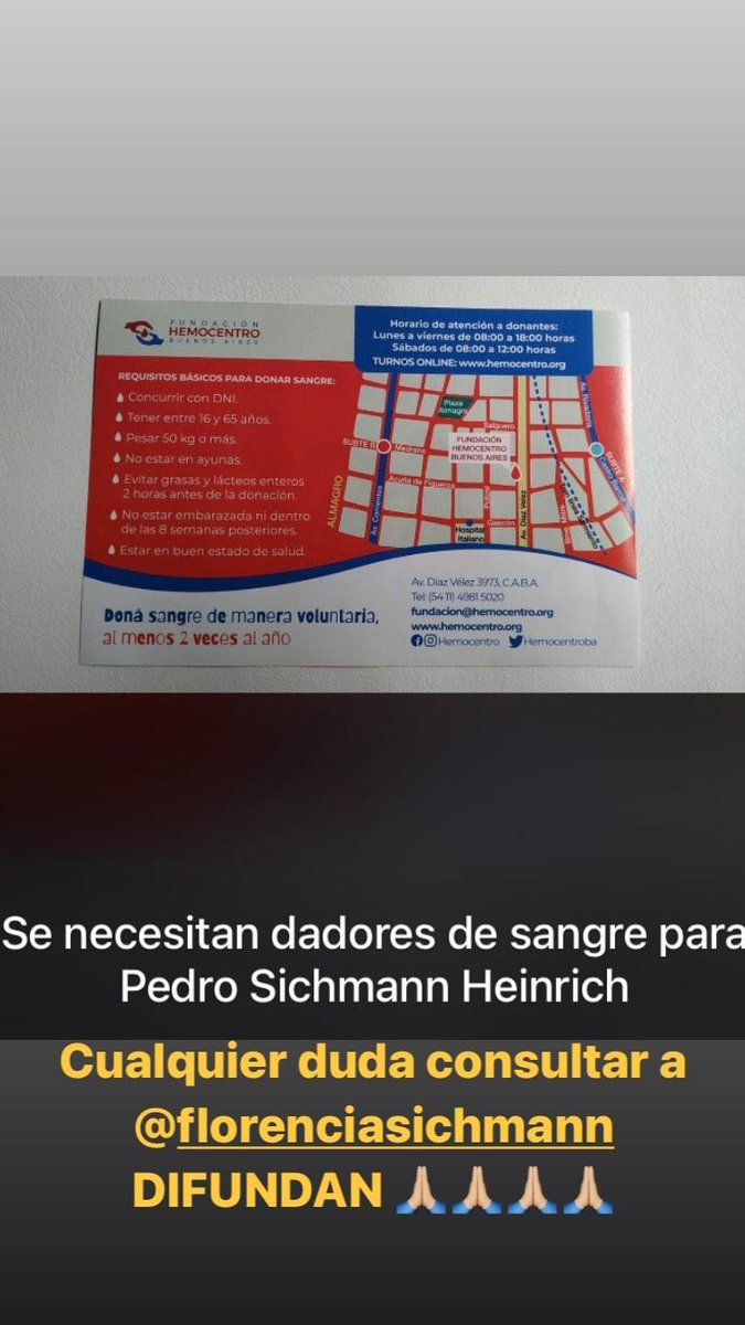 melisamedinaa's tweet photo. A Pedro le diagnosticaron leucemia y necesitamos dadores de sangre. En la foto info. Es en la fundación hemocentro en Caba. Difundir por fa!! @AngeldebritoOk @rickypaumpaum @teloresumo @verolozanovl @Asnicar__Brenda @juaninga @juan_amorin @JuanaRepetto @mica_tinelli https://t.co/4aczzIG6if