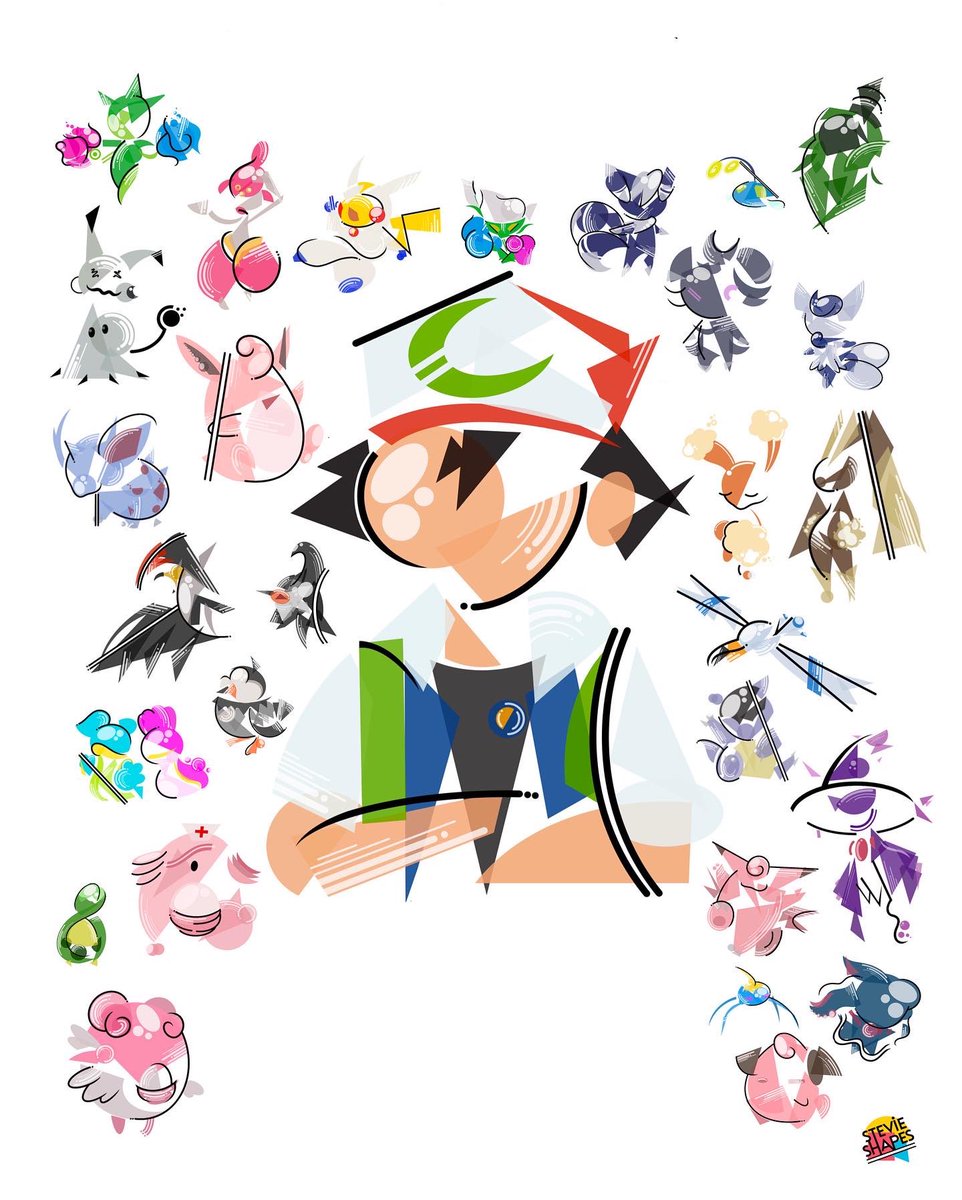 stevieshapes's tweet photo. ⭐️BIG ANNOUNCEMENT⭐️ 
I have teamed up with @sarah_natochenny to create this AMAZING POSTER of all the pokémon she voices in @pokemon and ofc her ICONIC ASH KETCHUM ⚡️

@pokemon @pokemonnewsuk https://t.co/wsVal5zFAN