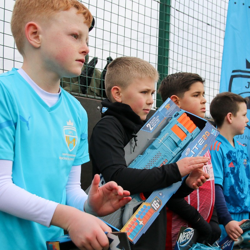 jnrpremleague's tweet photo. 🏆🔫 A player from each squad at our @statsports Winter Finals Day received a 𝗡𝗲𝗿𝗳 blaster for outstanding performance across the event. Well done to all of our winners! 

Huge thanks to our amazing league partners 𝗡𝗲𝗿𝗳 for the prizes 🤝

#NerfJPL | @Hasbro