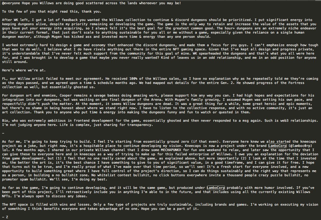 Long update shared in Discord. 🧙‍♂️