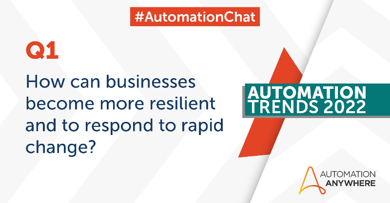 AutomationAnywh's tweet photo. Missed the tweetchat?
Don't worry... you can still join the conversation using the hashtag: #AutomationChat
See the questions below 👇 we'd love to hear your insights!
#RPA #Automation #Afterhours #Tweetchat