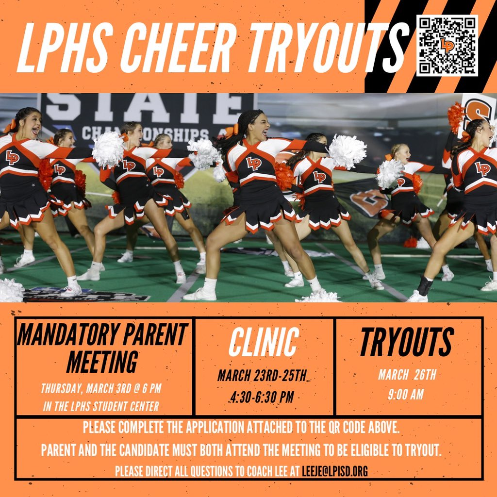 LaPorteHScheer's tweet photo. It’s that time of year! Come join our family! 🧡🖤 #LPgreatthings #LPHScheer https://t.co/Wc60jOYqG1 https://t.co/cUgUU4nPep