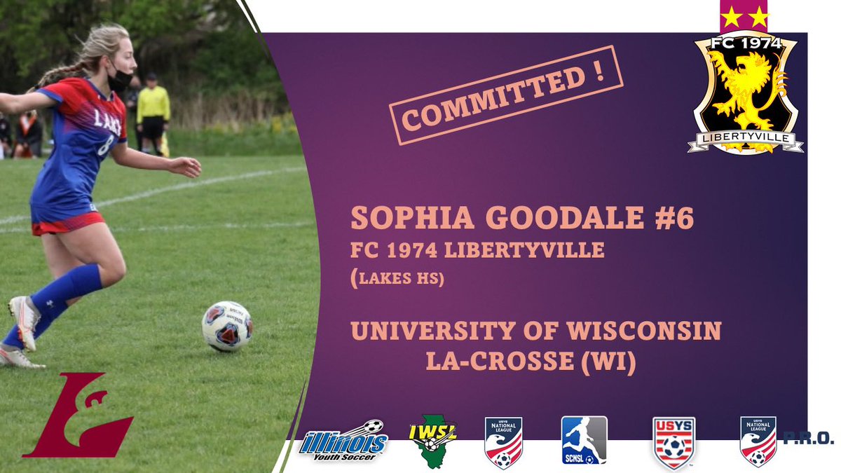 Smileski17's tweet photo. Congrats to Sophia Goodale @FC1974GLSA on their commitment to University of Wisconsin La-Crosse (WI). Well done Soph! #weare74 https://t.co/yrFsGv77bP