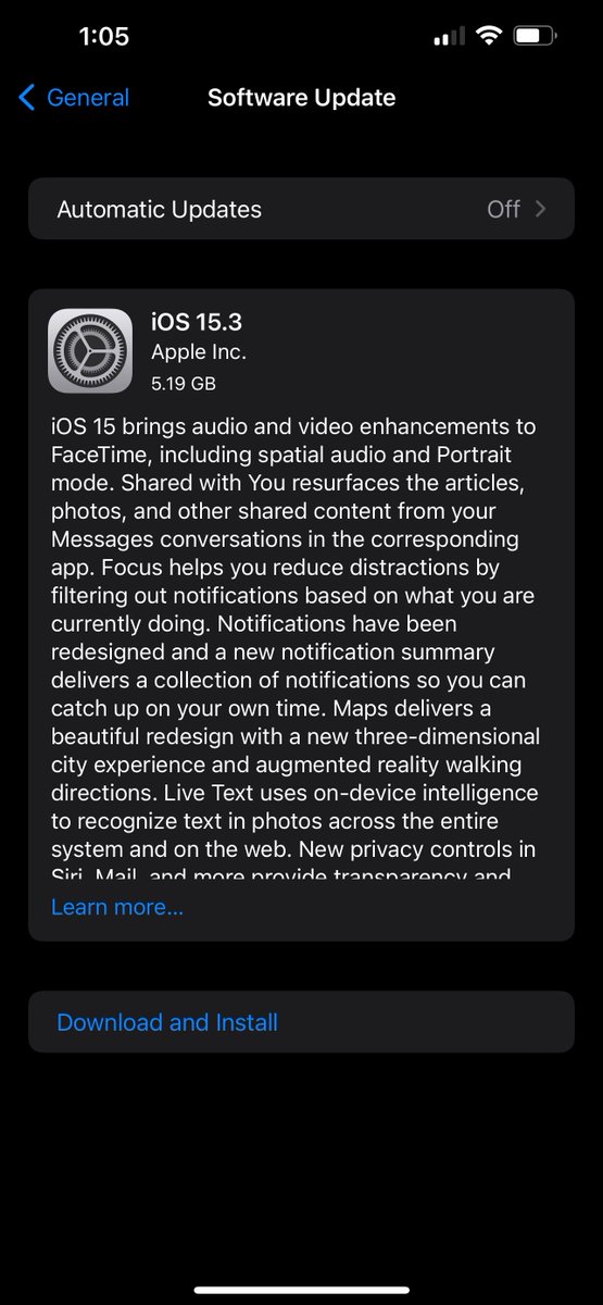 zollotech's tweet image. iOS 15.3 is Out and available over the air now.  Video later…