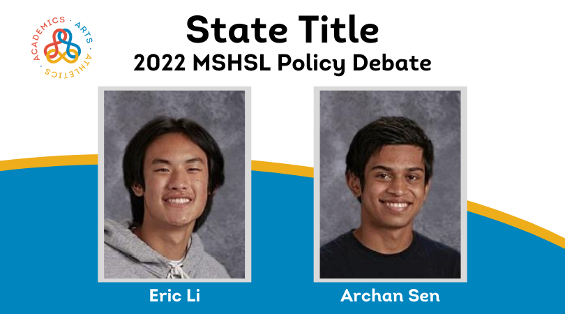 ISD196schools's tweet photo. Congratulations to Eagan High School juniors Eric Li and Archan Sen who won the state title in policy debate during the 2022 MSHSL state debate tournament last weekend! 🏆 See the full list of our 22 state tournament participants at https://t.co/AS3KInDAM0! #196Pride https://t.co/297FBcUl60
