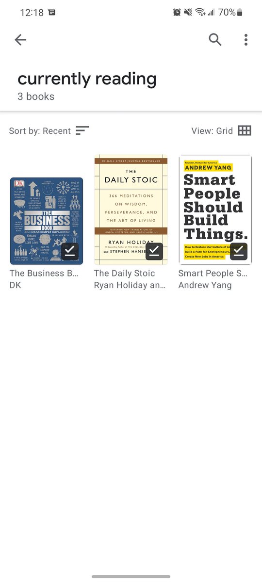 Raymond Poirier (@raymond_poirier) on Twitter photo <a href="/AlexAndBooks_/">Alex & Books 📚</a> I have a few on the go right now!
Listening to "Am I Being too Subtle" by Sam Zell
Reading "Smart People should Build Things" by Andrew Yang
"The Daily Stoic" by Ryan Holiday
"The Business Book" from DK <a href="/AlexAndBooks_/">Alex & Books 📚</a> I have a few on the go right now!
Listening to "Am I Being too Subtle" by Sam Zell
Reading "Smart People should Build Things" by Andrew Yang
"The Daily Stoic" by Ryan Holiday
"The Business Book" from DK