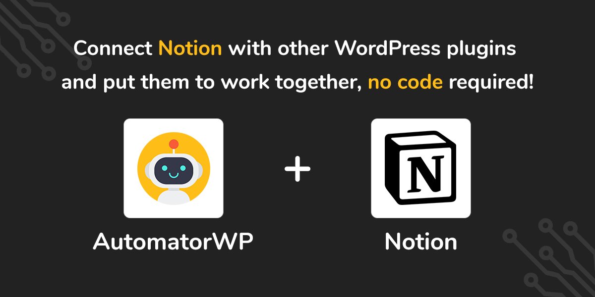 AutomatorWP's tweet image. Automate you #WordPress &amp;amp; @NotionHQ with #NoCode like:
- Receive data from Notion &amp;gt; Add to @Zoom meeting
- Opens a #FluentSupport ticket &amp;gt; Send data to Notion
- Receive data from Notion &amp;gt; Add to @wpusermanager group
More info:👇
automatorwp.com/add-ons/notion/
#automator #automation
