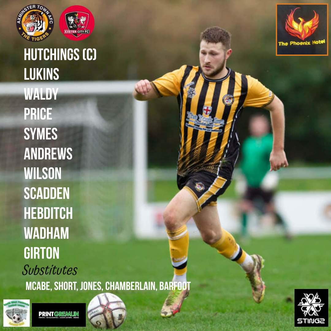 Axminstertownfc's tweet photo. Your team for tonight's quarter final of the Devon St Luke's Bowl vs @OfficialECFC. 🧡
#COYTigers🐅🐅🐅
#AXTOWN
@swpleague @swsportsnews https://t.co/JKEsjbgc2e