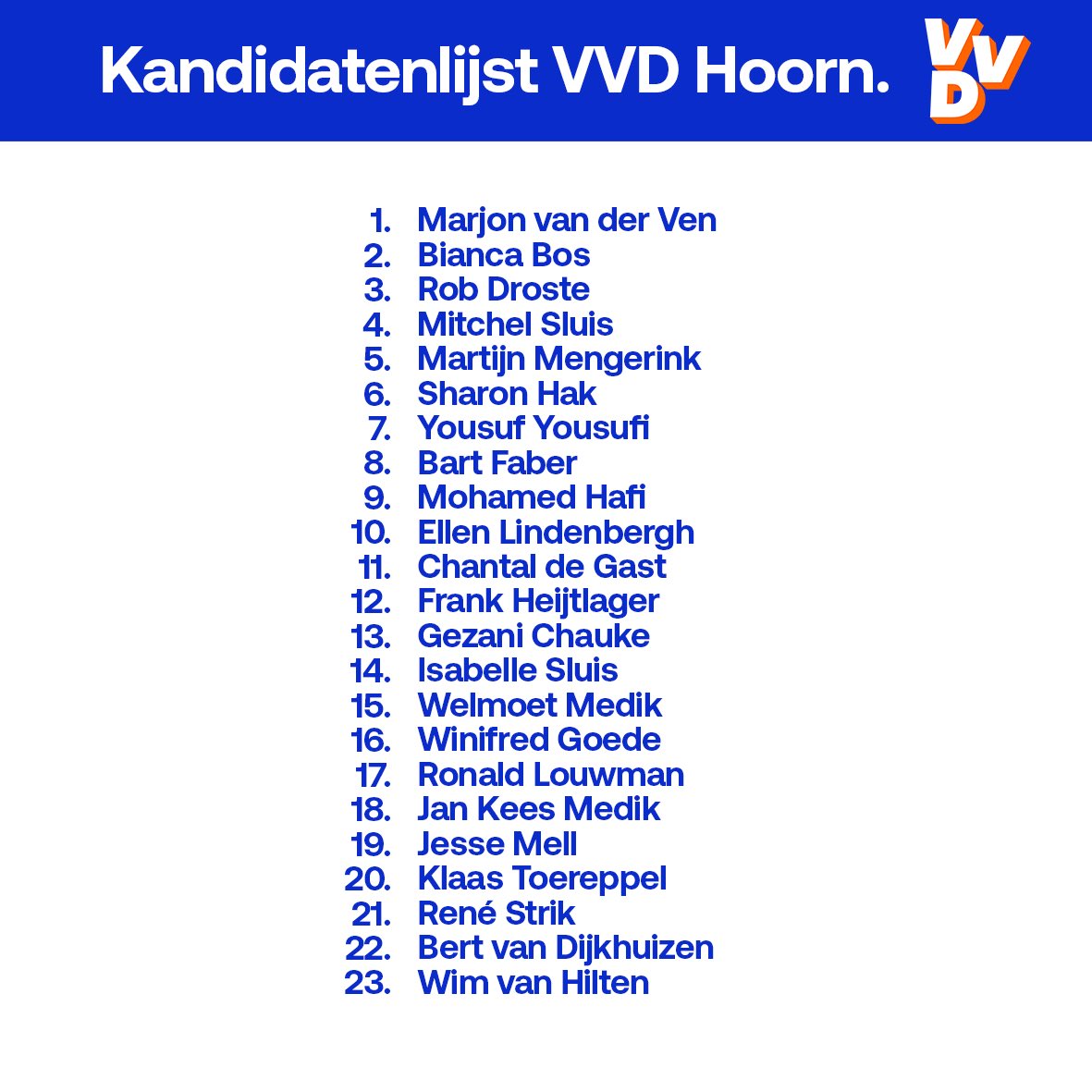 Benieuwd naar onze andere kandidaten? Hier is de totale lijst van VVD Hoorn voor de #gemeenteraadsverkiezingen kies 16 maart <a href="/vvdhoorn/">VVD Hoorn</a>!