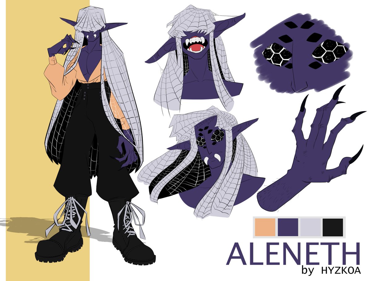 hyzkoa's tweet photo. [tw trypophobia]

made a character reference sheet for my oc :]🕷️ https://t.co/PpJq1vgtMJ