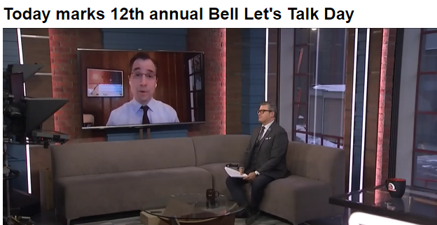 DavidGratzer's tweet photo. I opened #BellLetsTalk  Day with a conversation with George Lagogianes (@CP24) about stigma, progress &amp; hope. This is the 12th annual day - but, with the pandemic and so much stress, it seems more important this year. @CAMHnews https://t.co/pSOOwhc7pe https://t.co/0lb2egdXge