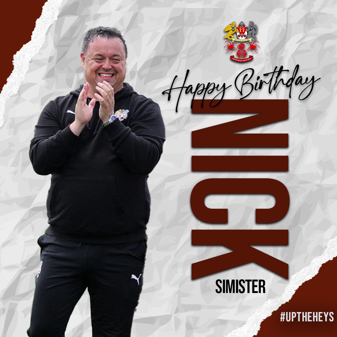 PrestwichHeysFC's tweet photo. 🎂 | HAPPY BIRTHDAY

Everyone at Heys is sending their best wishes to our #FutureHeys gaffer @nicksimister 💪🥳

Hope you've had a cracking day, Nick 🙌

🔴⚪ #UpTheHeys https://t.co/MHuhZcll2W