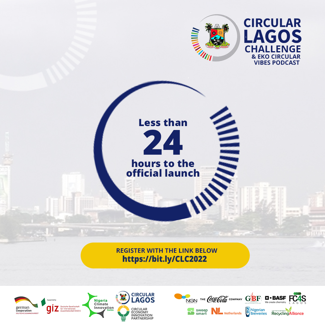 nigeriacic's tweet image. Less than 24 hours to the official launch of the Circular Lagos Challenge and the Eko Circular Vibe Podcast.

Have you registered?

Register here &amp;gt;&amp;gt;&amp;gt; bit.ly/CLC2022