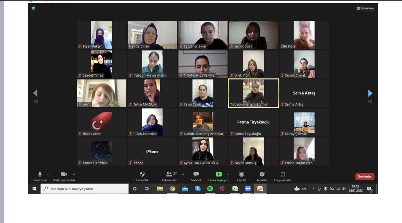 akkadinorthsr's tweet photo. İl Kadın Kolları Başkanımız @MeryemSurmen Başkanlığında; 
Ortahisar  İlçe Kadın Kolları Başkanı Sn.Nahide Cihan,yönetim kurulu üyeleri ve İlçe koordinatörlerinin katılımları ile online toplantı gerçekleştirildi. https://t.co/BtKE4pa1GF
