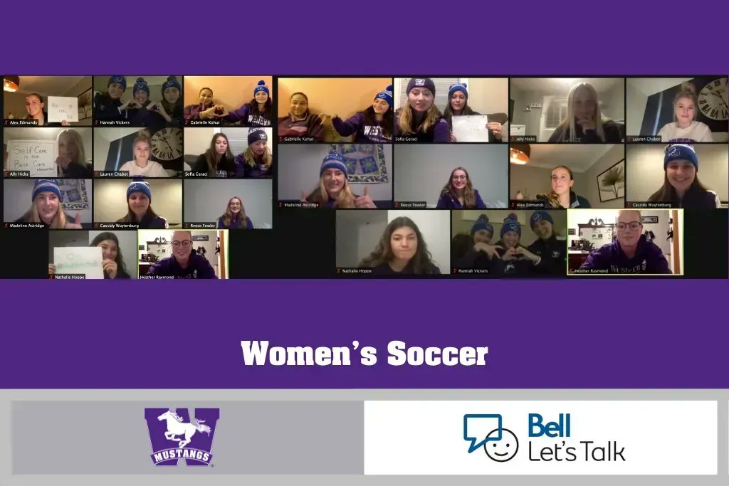 The #WesternMustangs Women's Soccer team - "Self care is the best care!" #BellLetsTalk

For <a href="/WesternU/">Western University</a> mental health support services, visit Health &amp; Wellness: bit.ly/34ck8tp

<a href="/mustangsws/">Western Women's Soccer</a> <a href="/westernuSE/">Student Experience</a> #RunWithUs