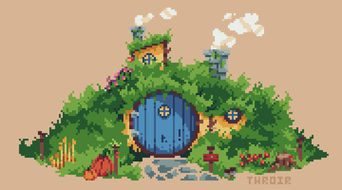 Hey Guys, I recently rewatched the Lord Of The Rings and decided to make a pixel art of a Hobbit Hole!  Hope you all enjoy this cozy place and the vibes it gives off.
#aseprite #pixelart #Pixel #LordOfTheRings