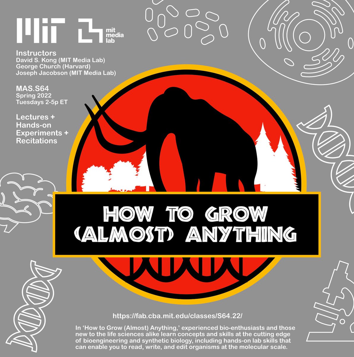David Sun Kong, Ph.D. (@davidsunkong) on Twitter photo So excited for another edition of our #syntheticbiology course, “How to Grow (Almost) Anything”! This year’s edition is our best yet, as we’ve added more incredible faculty to our team along with new technical and creative topics and a “Festival of Growing”! App link in thread 👇 So excited for another edition of our #syntheticbiology course, “How to Grow (Almost) Anything”! This year’s edition is our best yet, as we’ve added more incredible faculty to our team along with new technical and creative topics and a “Festival of Growing”! App link in thread 👇