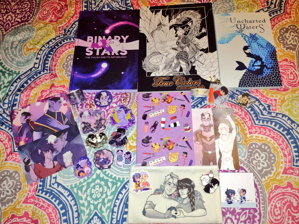 My three newest sheith zines to add to the collection!! Thank you all so much!!! 
These are all amazing!!!  ❤️
<a href="/GalraSheithZine/">Binary Stars | Finished</a> <a href="/truecolorszine/">True Colors: Sheith Coloring Book - Shipping!</a> <a href="/mersheithzine/">【Uncharted Waters】🐟 project complete + archived</a> 

#sheith #sheithhaul #sheithmerch
