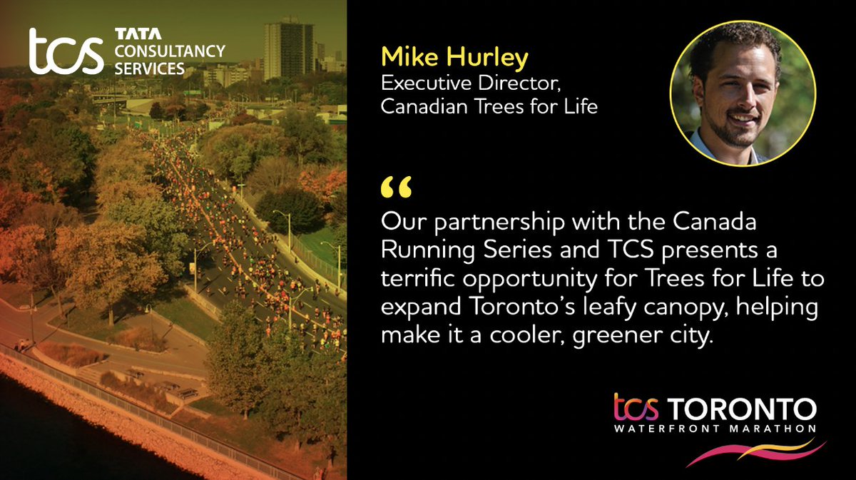CdnTreesforLife's tweet image. We are delighted to be included as a charity of choice for @RunCRS events across the country, and to be partnered with CRS and title sponsor @TCS for the TCS Toronto @TOwaterfront42k. Looking forward to seeing you at the race!
