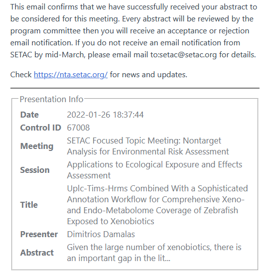 DimitrisDamalas's tweet photo. 🤪This was a last-minute submission 
Don't know yet, if I will make it to join #NonTarget2022 in person, but this will be an amazing meeting.
Our story 👇🏻
🔥LC- #timsTOFpro
🐟#zebrafish exposed to xenobiotics
🚱biotransformation
🧬altered #metabolites and #lipids
#metabolomics https://t.co/ignutKjnwt
