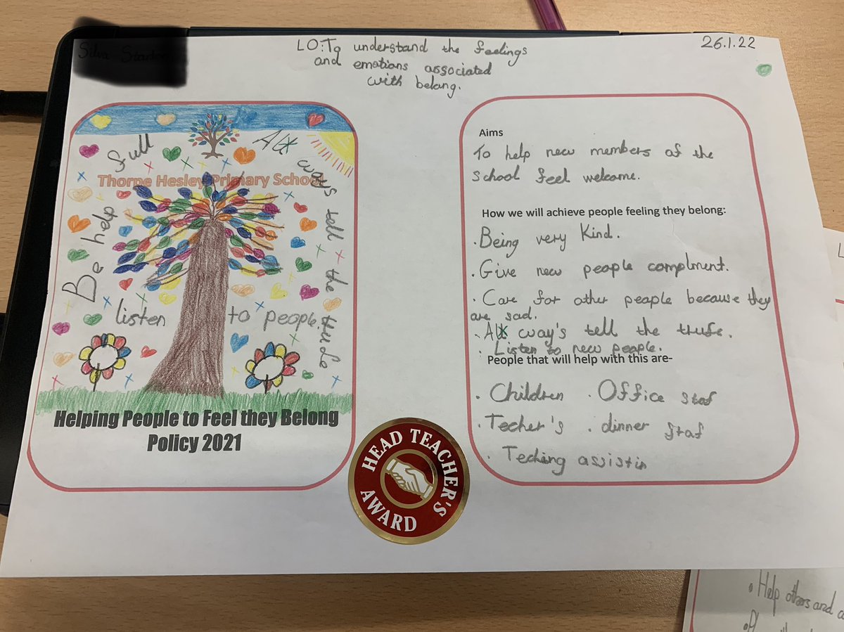 ThorpeHesleyPri's tweet photo. Class 12 have been exploring the feelings and emotions associated with belonging today in PSHE. Take a look at these amazing ideas and very impressive posters! I love ‘the path that leads to kindness’ 🥰 Mrs Shaw xx #bekind #listentoothers #givecompliments #weallbelong https://t.co/SAdDN6ujjz