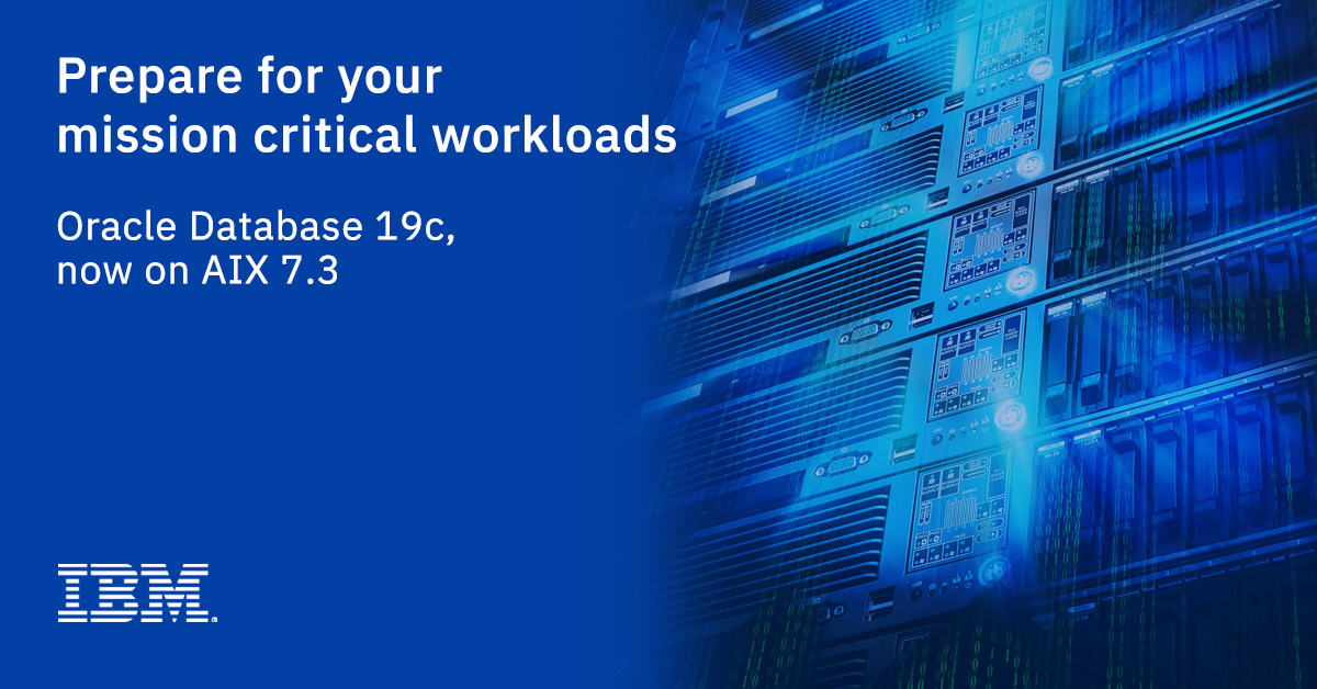 dabmtbski's tweet photo. IBM AIX 7.3 is now certified for Power Systems running with Oracle Database 19c.    Discover the requirements for installation and/or upgrade!
https://t.co/09nebITXHR
#ibmpowersystems #ibmpower https://t.co/lO6wEqNRig