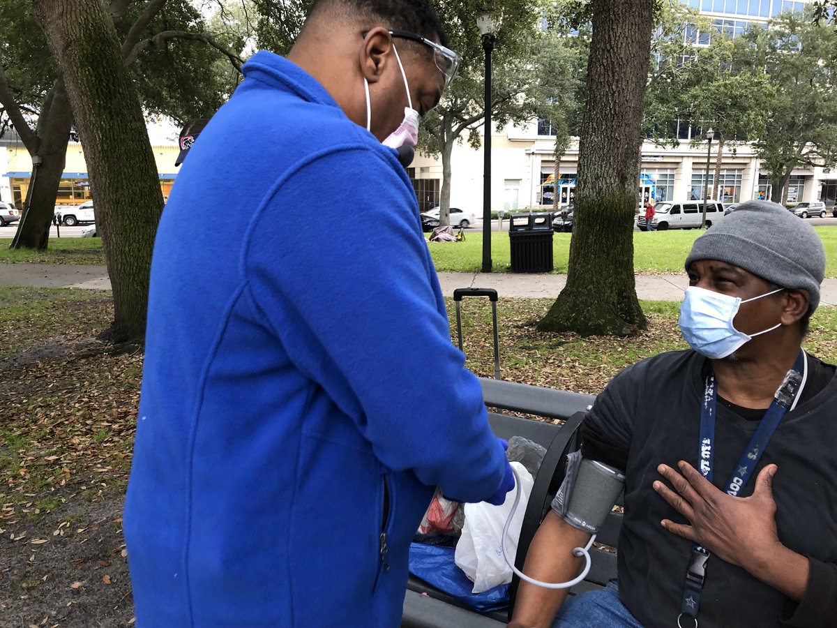 BayCare's tweet photo. Every Tuesday, David, a nurse at St. Anthony’s Hospital, and “Officer Taz” from the St. Petersburg Police Department ride through city parks to find anyone who may be in need of health care. They are dispensing care and compassion.https://t.co/fbAAeHOfcr https://t.co/izBTcnc1yo