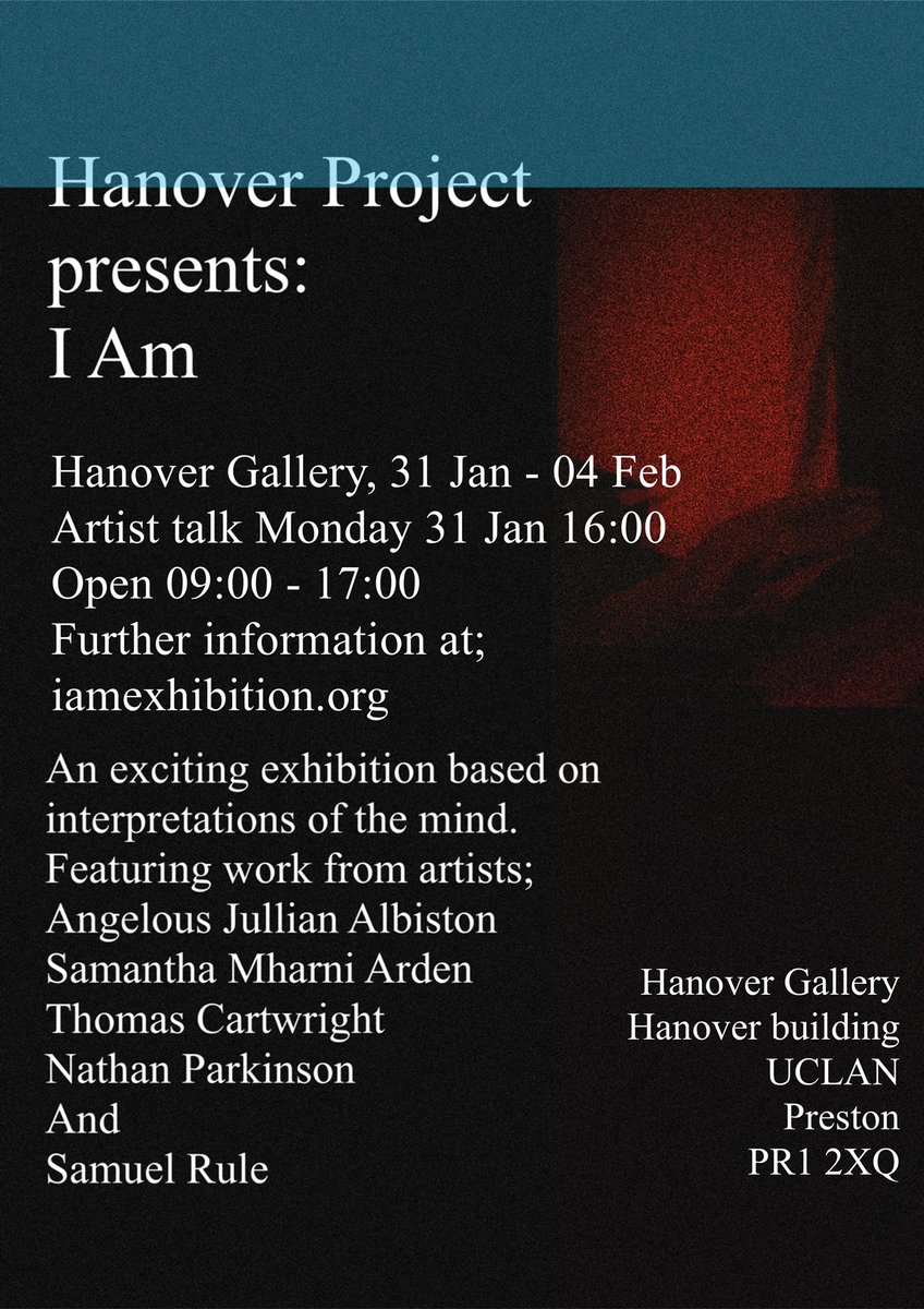 Hanover Project presents I AM an exciting exhibition based on interpretations of the mind. Opening evening is 31/01/22 at 4pm with discussions from the artists involved. Refreshments will be available also.