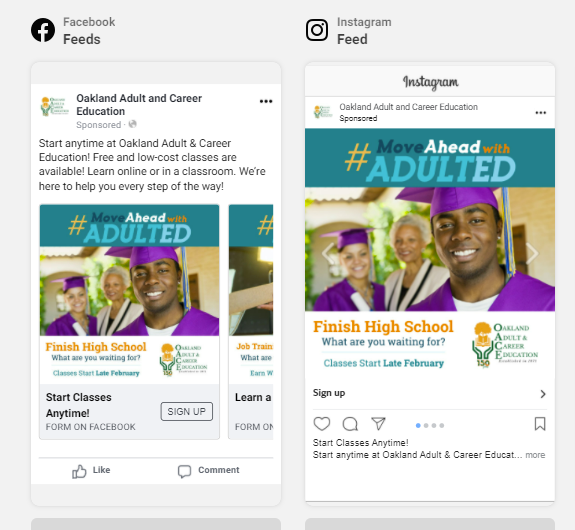 WOW! Our #MoveAheadwithAdultEd local digital campaign for <a href="/Oakland_Adulted/">Oakland Adult Ed</a> has produced over 170 new student leads in the past 10 days, focusing on African-American male recruitment. Ask me how we can help you do the same. #adulted #econdev #equity <a href="/SupKylaOUSD/">Kyla Trammell</a> <a href="/ShanthiGonzales/">Shanthi Gonzales</a>