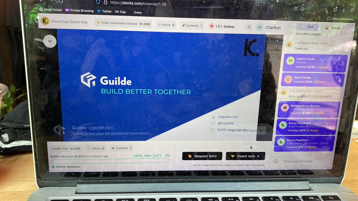 Tuned into <a href="/KnowCapIO/">KnowCap</a>’s first Demo Day. Really love the <a href="/Stonks_dot_com/">temp hold</a> platform so far. Excited to see the startups pitch! 

<a href="/salred3/">EIFFEL</a> is building something great under everyone’s nose, don’t miss out…