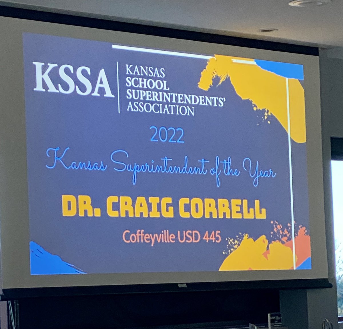 JamieWetig's tweet photo. Congratulations to the Kansas 2022 Superintendent of the Year, Dr. Craig Correll. @ksdehq @KASBPublicEd @USD445 https://t.co/Pqg6l0d38I