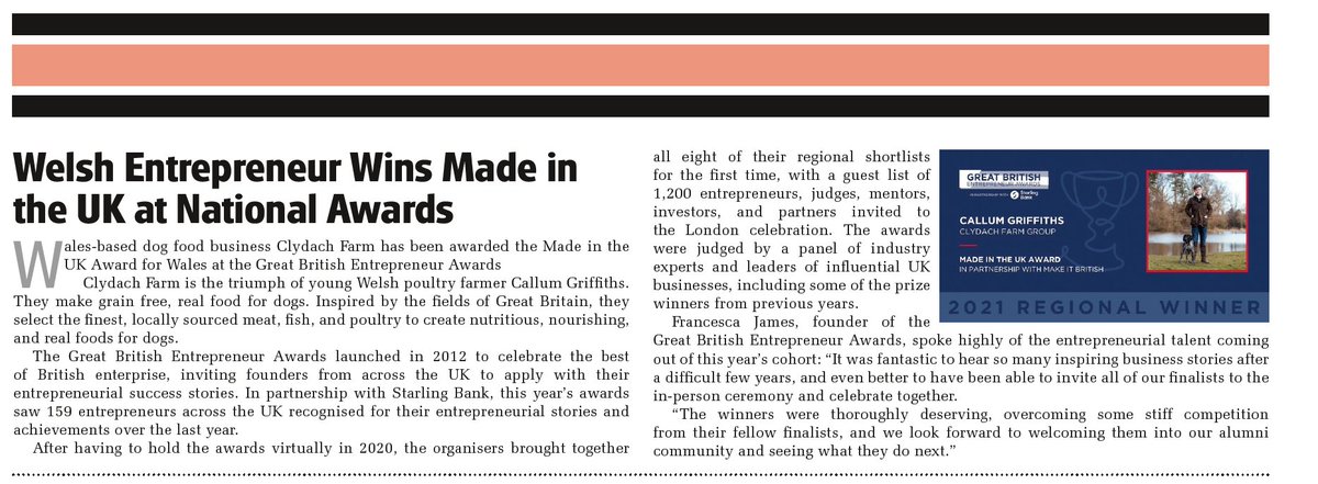 ClydachFarm's tweet photo. Catch Clydach's GBEA win in Pet Product Marketing this month! 🤩

#ppm #petindustry #awards https://t.co/RhQDR5fdFb