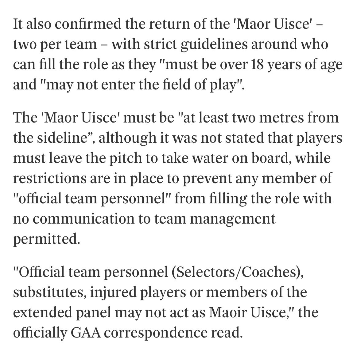 RoryJacob's tweet photo. Who comes up with this stuff soon there be no reason for any management to be with a https://t.co/PMjA1bX7tJ for the Maor Uisce- sure just get some random lad outta the stand do it cos god forbid they might talk the players or a manager might want to pass on an instruction. https://t.co/3Dga35MJWb