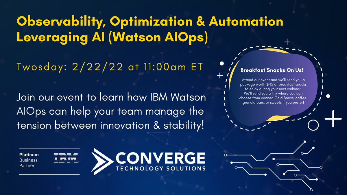 essextec's tweet photo. Join us Tuesday, February 22nd at 11:00 AM ET for our "Observability, Optimization &amp; Automation Leveraging AI (Watson AIOps)" webinar! ! You'll be able to see how #AI can harness the power of your data.

Register here: https://t.co/SpTkim8nVj https://t.co/HlUeKThoW0