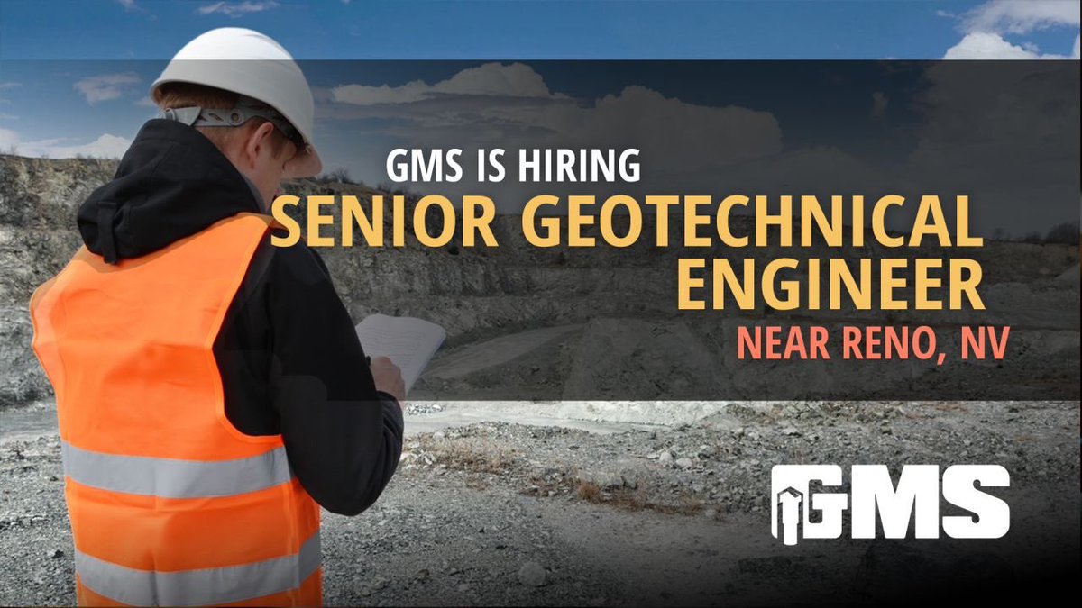 GMSMineRepair's tweet photo. π·βοΈ GMS Mine Repair has a great opportunity for aΒ #SeniorGeotechnicalEngineerΒ near Reno, #Nevada. This is a long-term/ permanent hire opportunity that will require relocation/ commute to site location.
Apply now: https://t.co/uDlTzYB0UV
#nvmining @nvminingco @nevadamining https://t.co/8EqX1wL401