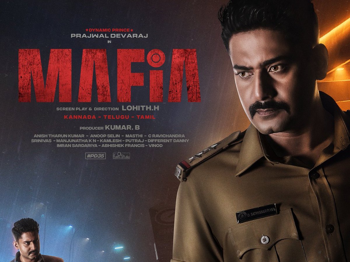 BOCIndia's tweet photo. Check out the first glimpse of action thriller #Mafia ft. #PrajwalDevaraj, co-stars #AditiPrabhudeva & #OrataPrashanth. Directed by #LohithH, produced by #KumarB. Filming in progress... in Kannada, Telugu & Tamil. #DP35 #MafiaGlimpse https://t.co/9QZQyw4aF3 https://t.co/OIGbKHuZJx