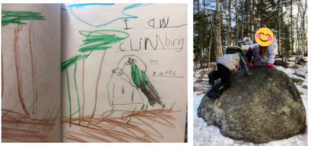 MsSinclair_Ed's tweet photo. We spent the morning outside!When we came inside we wrote about our adventures. One of the neatest things is connecting the photos I take outside to their journal entries, I love seeing how they document their experiences! #LearnThroughExperience #FreshAirFun #GetOutside https://t.co/dO9AS24vfs