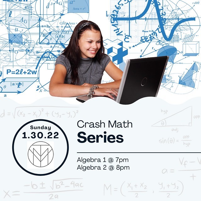 MathMills's tweet image. Join us for our next CRASH MATH session for 1 day ONLY! 5 students maximum.  
Sunday, January 30, 2022
@ 7 - 8pm: Algebra 1
@ 8 - 9pm: Algebra 2 
Register here: docs.google.com/.../1FAIpQLSc8…